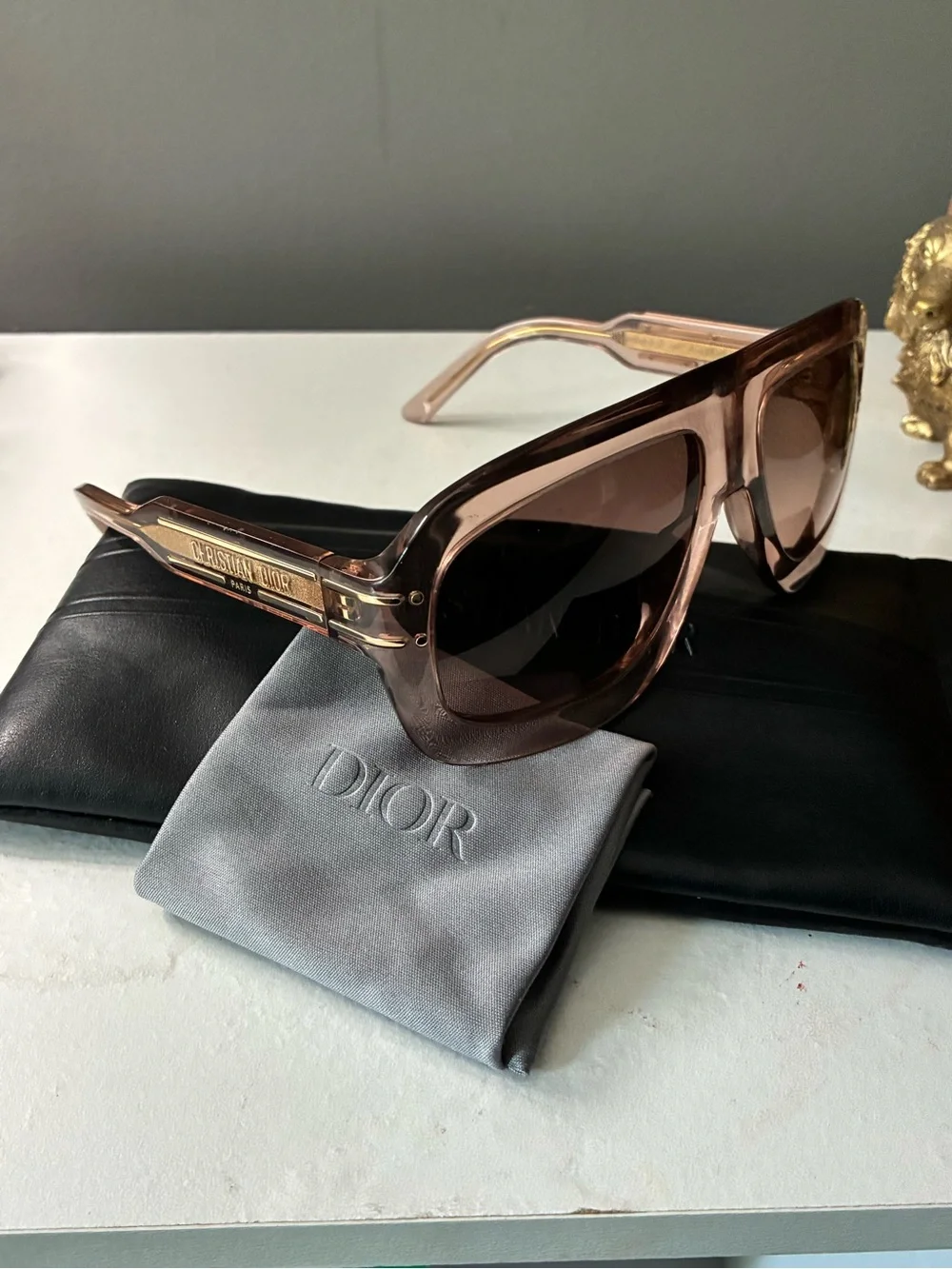 New! Christian Dior Après Ski Sunglasses - Light Coral with Case & Silk Cleaner